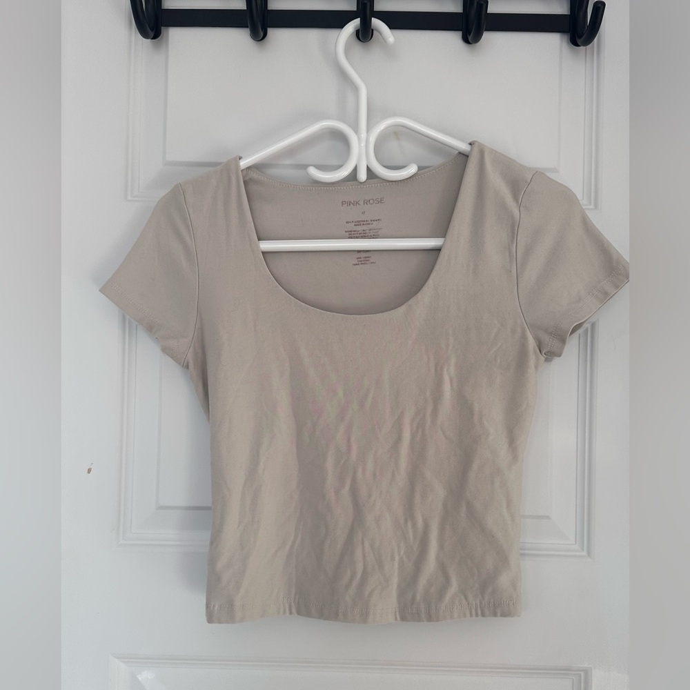 Pink Rose Women's Beige Crop Top